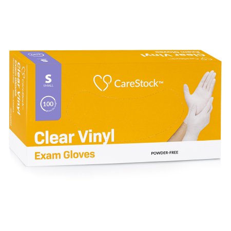 Exam Glove CareStock™ Small NonSterile Vinyl Standard Cuff Length Smooth Clear Not Rated