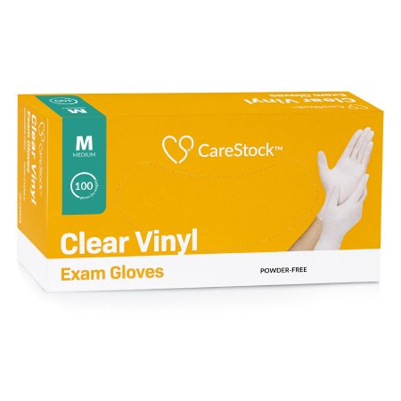 Exam Glove CareStock™ Small NonSterile Vinyl Standard Cuff Length Smooth Clear Not Rated