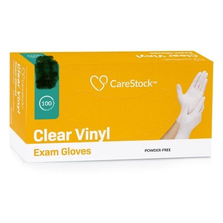 Exam Glove CareStock™ Small NonSterile Vinyl Standard Cuff Length Smooth Clear Not Rated