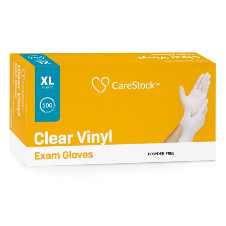 Exam Glove CareStock™ Small NonSterile Vinyl Standard Cuff Length Smooth Clear Not Rated