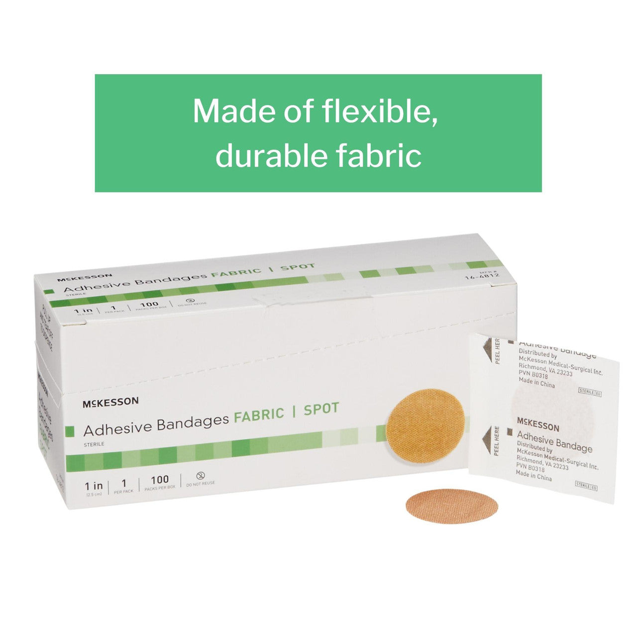 McKesson Adhesive Spot Bandage - Sterile, Flexible Fabric