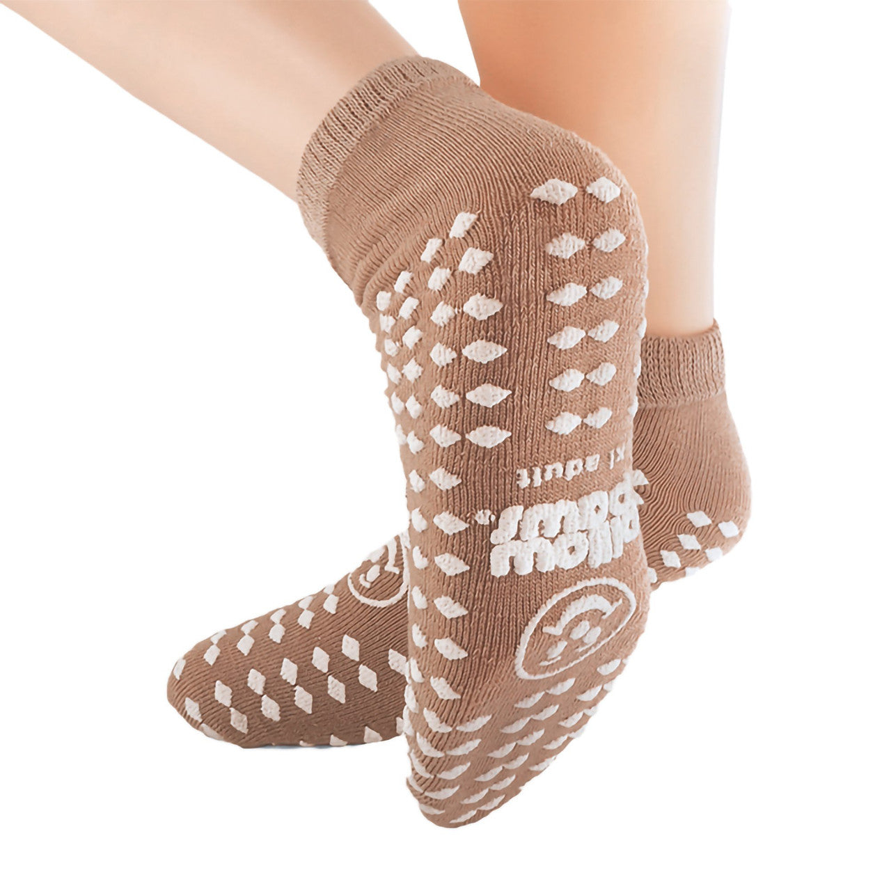 Pillow Paws Slipper Socks, 360 Imprint - Ankle High, Tan